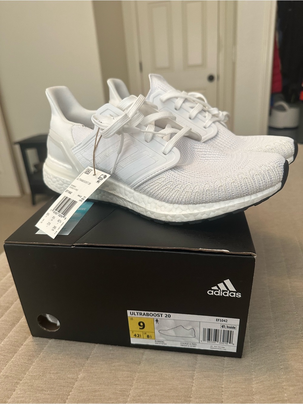 Adidas Ultraboost All-White Knit Running Sneakers